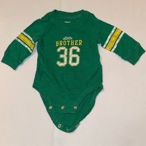 Carter’s Little Brother “36” Long Sleeve Bodysuit Size 3 months EUC Green Yellow